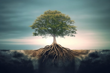 Tree of Life as Panoramic Background - Nature's Abundance and Symbolic Serenityの素材