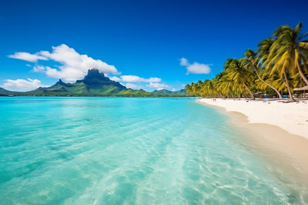 Tropical Beach Panorama as Background Exotic Paradise and Serene Coastal Beauty.の素材