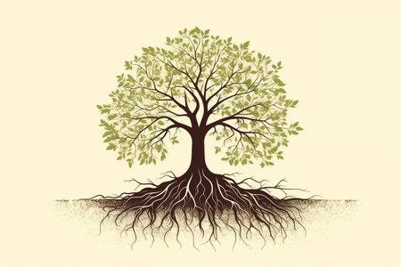 Tree of Life as Panoramic Background - Nature's Abundance and Symbolic Serenityの素材
