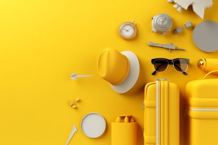 Yellow Travel Elements: Copy Spaceの素材