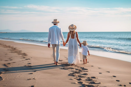 Family Strolling on the Beachの素材