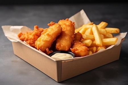 Delicious Fish and Chips with Ample Copy Spaceの素材
