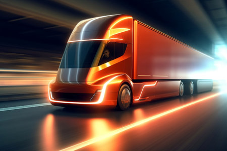 Dynamic Motion Electric Truck Concept in Blurの素材