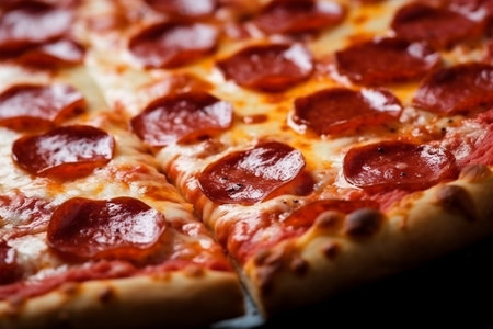 Delectable Pepperoni Pizza Background Freshly Bakedの素材