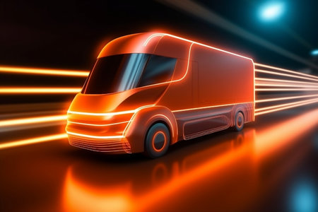 Dynamic Motion Electric Truck Concept in Blurの素材
