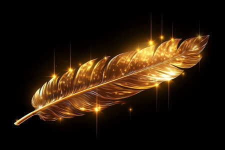 Glistening Golden Feather with Sparkling Brillianceの素材