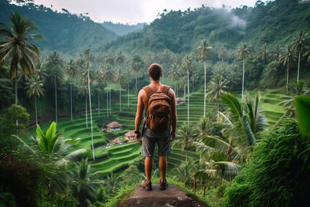 Backpacker's Bali Adventure Generative AIの素材