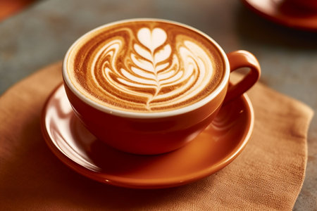 Cappuccino with Milk Art in a Cup Generative AIの素材