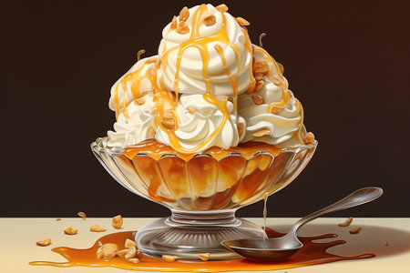 Realistic and Delicious Caramel Ice Cream Generative AIの素材