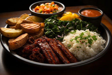 Healthy Plate of Typical Brazilian Food Generative AIの素材