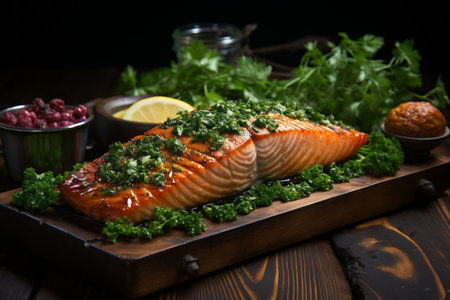Herb Infused Salmon Steak Generative AIの素材