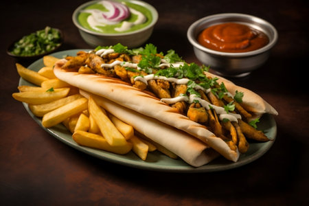 Shawarma with Fries and Mint Generative AIの素材