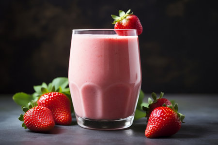 Strawberry Smoothie in a Glass Refreshment Generative AIの素材