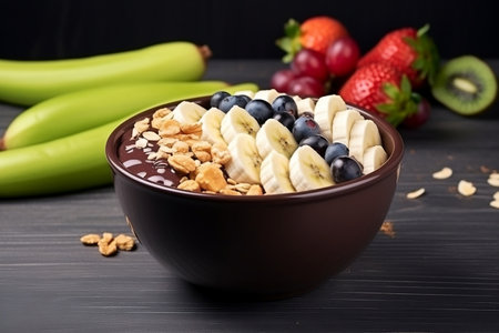 Nutritious Indulgence Fresh Fruit Acai Bowl Filled with Wholesome Delightsの素材