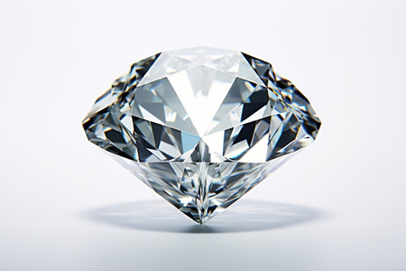 Radiant Display Diamond Gleaming on a White Surfaceの素材