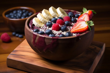 Nutritious Indulgence Fresh Fruit Acai Bowl Filled with Wholesome Delightsの素材