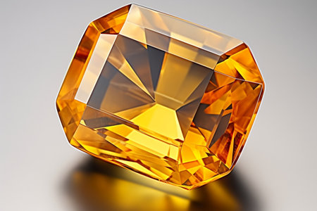 Glowing Elegance Yellow Topaz Shining on a White Surfaceの素材