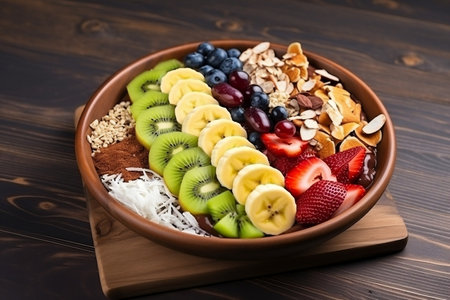 Nutritious Indulgence Fresh Fruit Acai Bowl Filled with Wholesome Delightsの素材