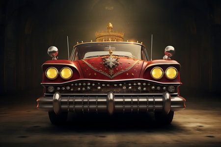 Regal Ride Car Adorned with a Crown on Its Topの素材