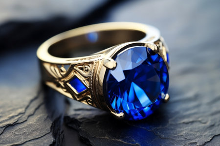 Dazzling Blue Sapphire Showcased on a High-Contrast White Surfaceの素材