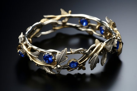 Elegant Sapphire Pendant Gold and Silver Blend of Beautyの素材