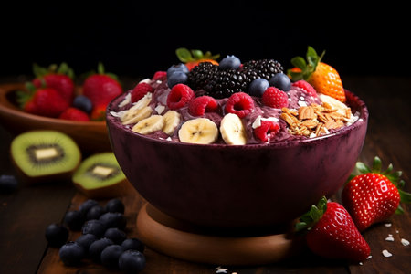 Nutritious Indulgence Fresh Fruit Acai Bowl Filled with Wholesome Delightsの素材