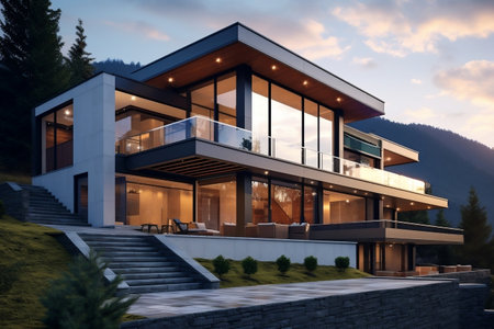 Mountain Oasis Beautiful Modern House, Real Estateの素材