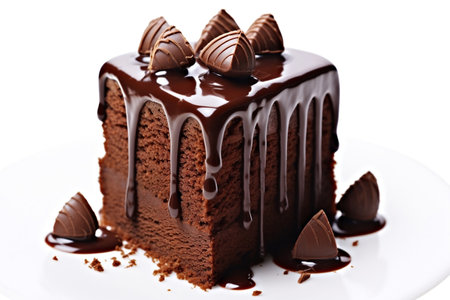 Delectable Delight: Isolated Chocolate Cake on Whiteの素材