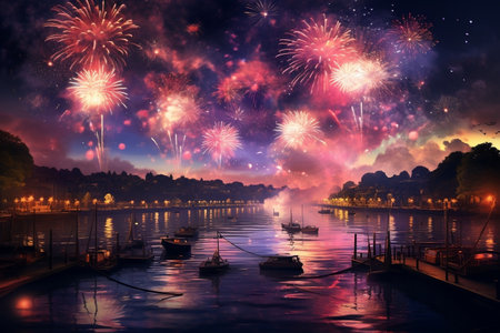 Spectacular River Fireworks Displayの素材