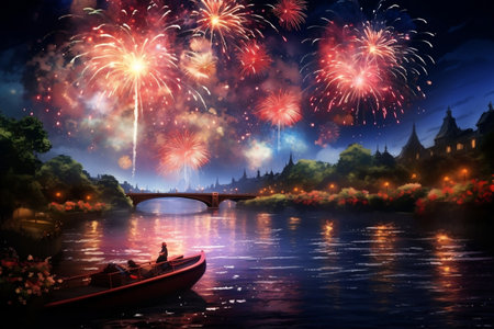 Spectacular River Fireworks Displayの素材