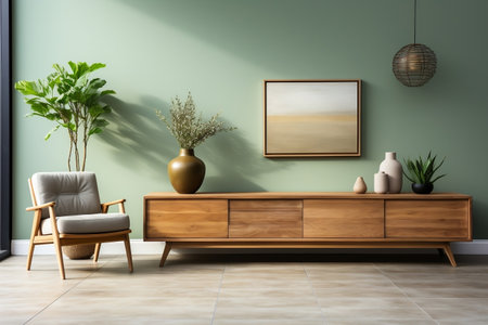 Modern Elegance Interior of Contemporary Living Room with Wooden Touchesの素材