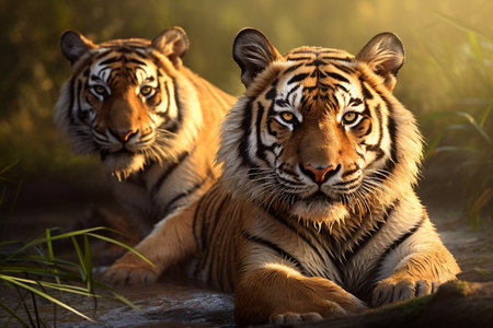 Majestic Bengal Tigers Captivating Wild Beautyの素材