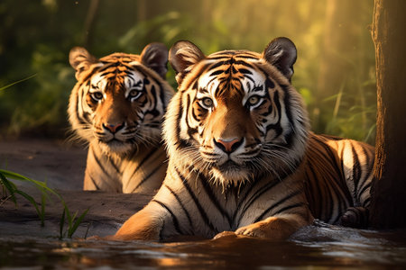 Majestic Bengal Tigers Captivating Wild Beautyの素材
