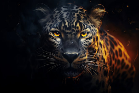 Leopard Cinematic Face - Digital Art Illustrationの素材