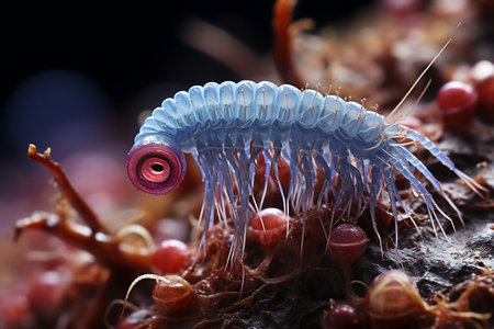 Microscopic View of a Nematode Wormの素材