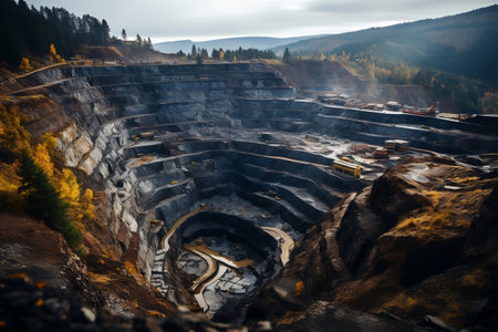 Mining at a Height Industrial Terraces on a Mineral Mountainの素材