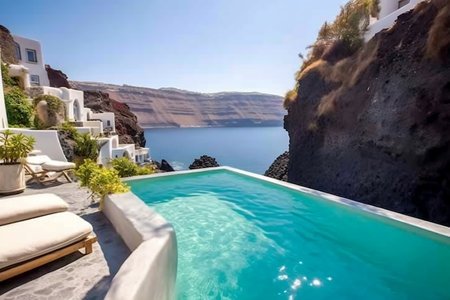 Luxury Beach and Pool Property on Santorini Islandの素材