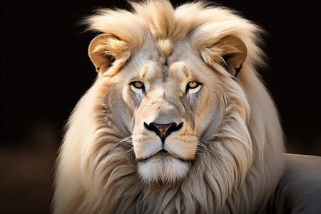 Magnificent Lion King Portrait of Majestic White Lionの素材