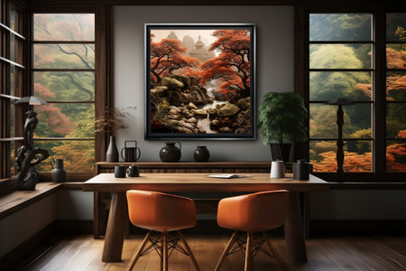 Mock-up Poster with Home Interior Backgroundの素材
