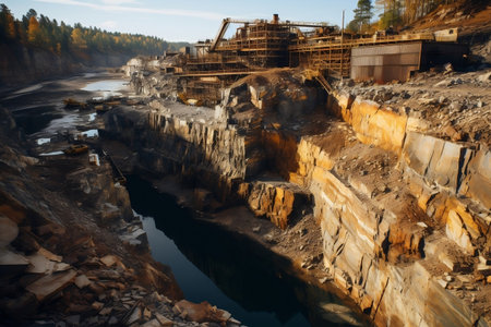 Mining at a Height Industrial Terraces on a Mineral Mountainの素材