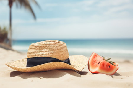 Idyllic Summer Vacation: Sandy Tropical Beach. Generative AIの素材