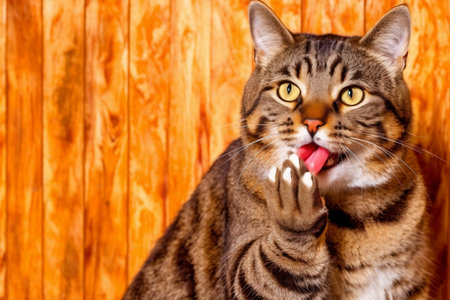 Startled Cat Hiding with Paws. Generative AIの素材