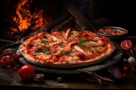 Salami and Mushroom Pizza Delight Generative AIの素材