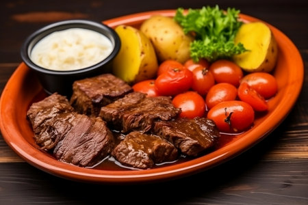 Brazilian Meat with Tomatoes and Potatoes A Traditional Delight Generative AIの素材