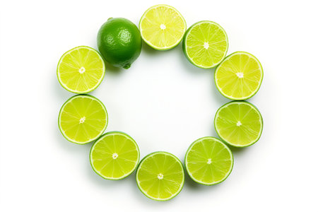Circle of Limes Isolated on White Backgroundの素材