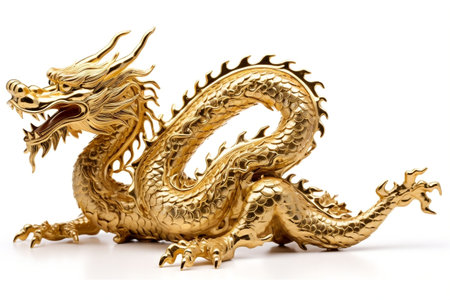 Chinese Golden Dragon on White Backgroundの素材