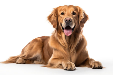 Golden Retriever Sitting on White Backgroundの素材