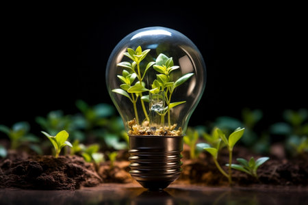 Sustainable Leaf-Based Lightbulb. Generative AIの素材