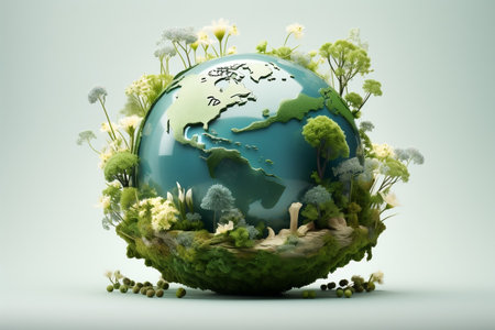 Earth Day Concept on White Background. Generative AIの素材