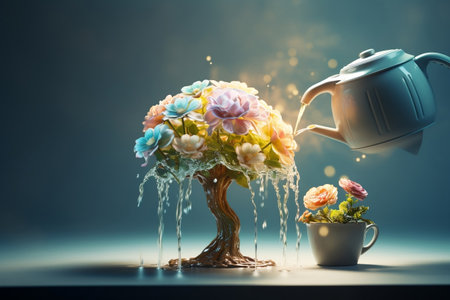 Flower Nurtures Human Brain Growth. Generative AIの素材